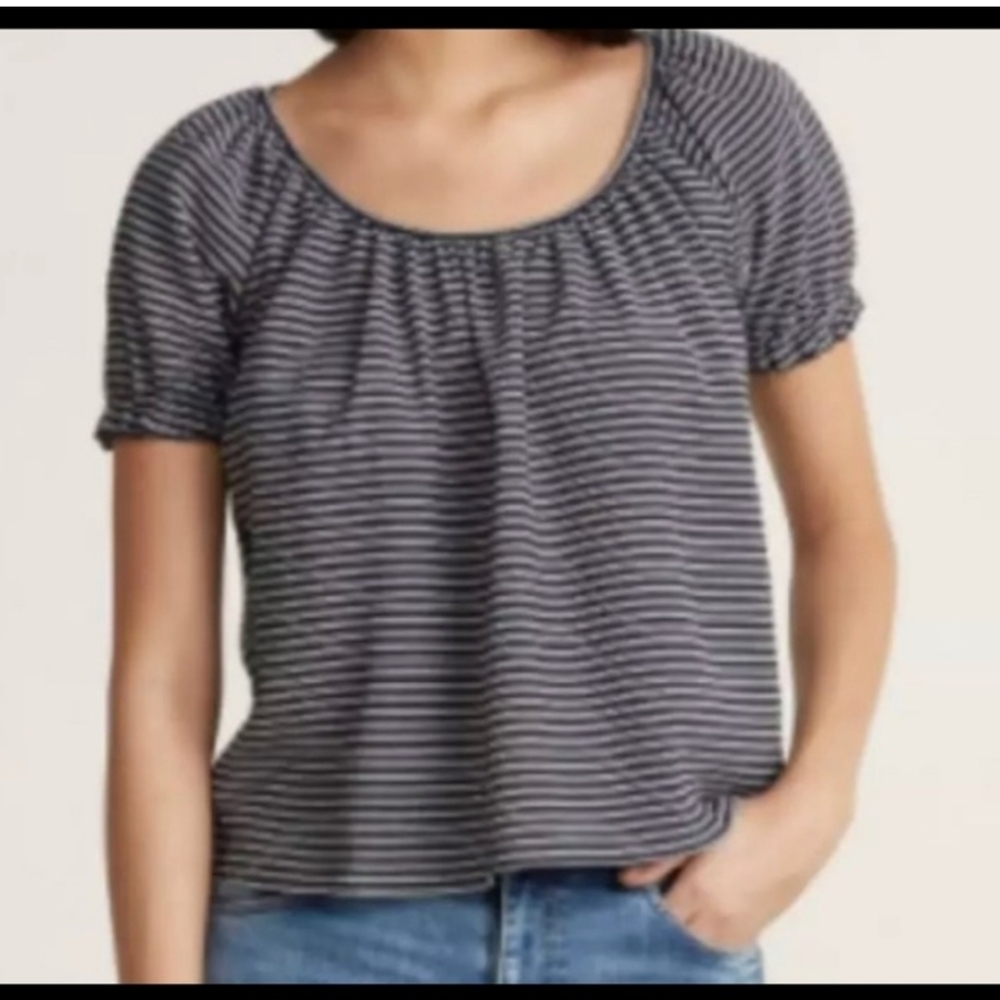 Madewell Texture & Thread Peasant Top Striped